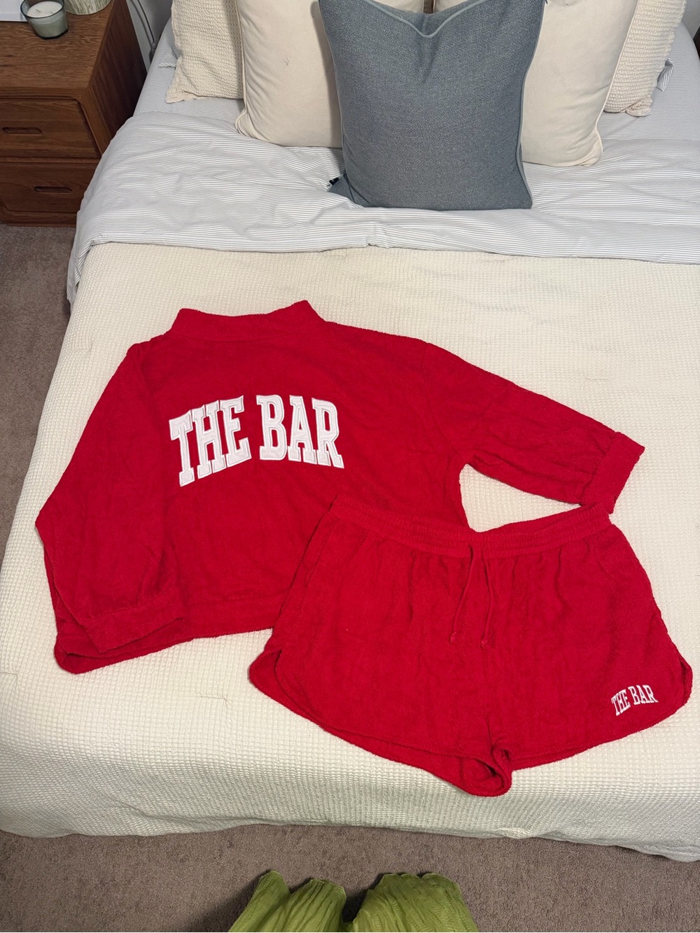 The Bar Red Two-Piece Set with White Logo